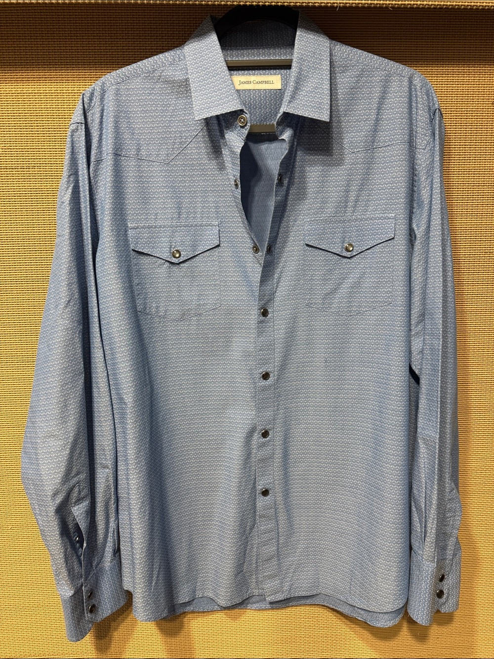 James Campbell Light Blue Printed Western-Style Button-Down Shirt